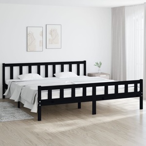 vidaXL, vidaXL Massivholzbett Schwarz 160x200 cm