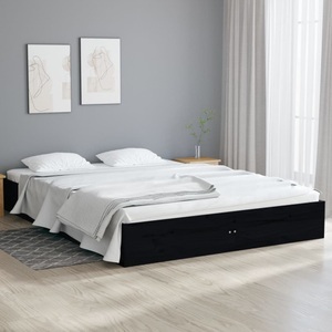 vidaXL, vidaXL Massivholzbett Schwarz 120x190 cm 4FT Small Double