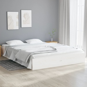 vidaXL, vidaXL Massivholzbett Weiß 135x190 cm 4FT6 Double