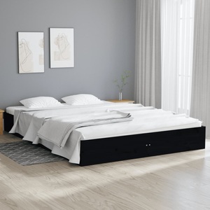 vidaXL Massivholzbett Schwarz 150x200 cm 5FT King Size