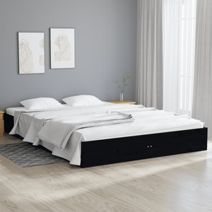 vidaXL, vidaXL Massivholzbett Schwarz 150x200 cm 5FT King Size