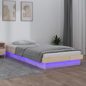 vidaXL Massivholzbett mit LEDs 90x200 cm