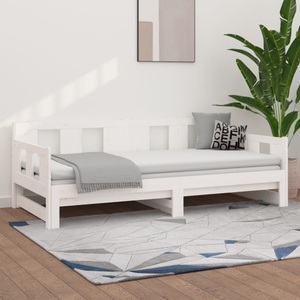 vidaXL, vidaXL Tagesbett Ausziehbar Weiß Massivholz Kiefer 2x(80x200) cm