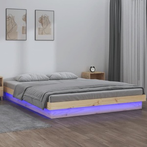 vidaXL, vidaXL Massivholzbett mit LEDs 140x190 cm