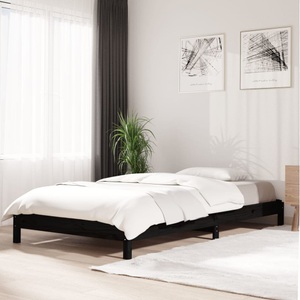 vidaXL, vidaXL Stapelbett Schwarz 75x190 cm Massivholz Kiefer, vidaXL Stapelbett Schwarz 75x190 cm Massivholz Kiefer