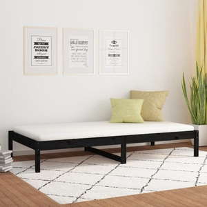 vidaXL, vidaXL Tagesbett Schwarz 90x200 cm Massivholz Kiefer, 