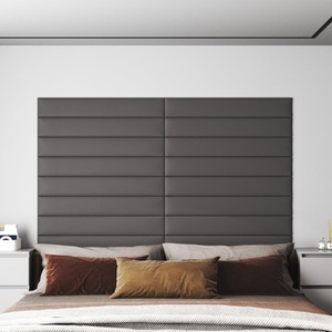 vidaXL, vidaXL Wandpaneele 12 Stk. Grau 90x15 cm Kunstleder 1,62 m², vidaXL Wandpaneele 12 Stk. Grau 90x15 cm Kunstleder 1,62 m²