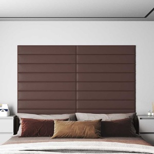 vidaXL, vidaXL Wandpaneele 12 Stk. Braun 90x15 cm Kunstleder 1,62 m²