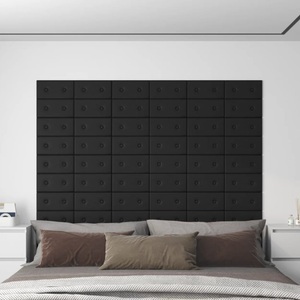 vidaXL, vidaXL Wandpaneele 12 Stk. Schwarz 30x15 cm Kunstleder 0,54 m², 