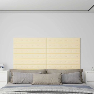 vidaXL, vidaXL Wandpaneele 12 Stk. Creme 90x15 cm Kunstleder 1,62 m²