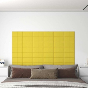 vidaXL, vidaXL Wandpaneele 12 Stk. Gelb 30x15 cm Stoff 0,54 m²