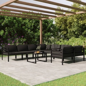 vidaXL, vidaXL 9-tlg. Garten-Lounge-Set mit Kissen Aluminium Anthrazit