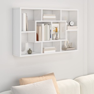 vidaXL, vidaXL Wandregal Hochglanz-Weiß 85x16x52,5 cm Holzwerkstoff, vidaXL Wandregal Hochglanz-Weiß 85x16x52,5 cm Holzwerkstoff
