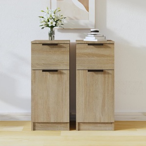 vidaXL, vidaXL Sideboards 2 Stk. Sonoma-Eiche 30x30x70 cm Holzwerkstoff