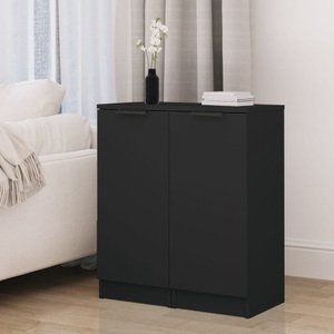 vidaXL, vidaXL Sideboards 2 Stk. Schwarz 30x30x70 cm Holzwerkstoff