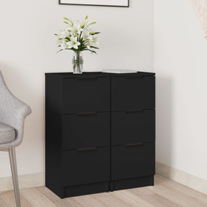 vidaXL, vidaXL Sideboards 2 Stk. Schwarz 30x30x70 cm Holzwerkstoff