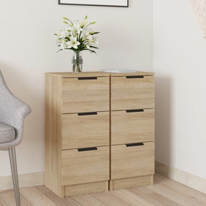 vidaXL, vidaXL Sideboards 2 Stk. Sonoma-Eiche 30x30x70 cm Holzwerkstoff