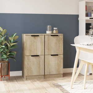 vidaXL, vidaXL Sideboards 2 Stk. Sonoma-Eiche 30x30x70 cm Holzwerkstoff