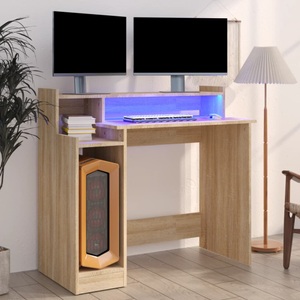 vidaXL, vidaXL Schreibtisch mit LEDs Sonoma-Eiche 97x45x90 cm Holzwerkstoff