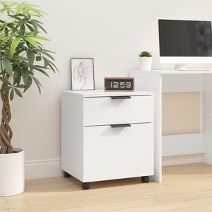 vidaXL, vidaXL Mobiler Aktenschrank mit Rollen Weiß 45x38x54 cm Holzwerkstoff, vidaXL Mobiler Aktenschrank mit Rollen Weiß 45x38x54 cm Holzwerkstoff