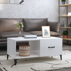 vidaXL, vidaXL Couchtisch Hochglanz-Weiß 90x50x40 cm Holzwerkstoff