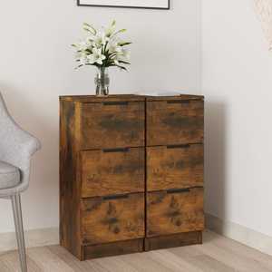 vidaXL, vidaXL Sideboards 2 Stk. Räuchereiche 30x30x70 cm Holzwerkstoff