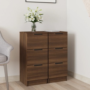 vidaXL, vidaXL Sideboards 2 Stk. Braun Eichen-Optik 30x30x70 cm Holzwerkstoff