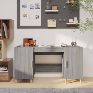 vidaXL, vidaXL Schreibtisch Grau Sonoma 140x50x75 cm Holzwerkstoff, vidaXL Schreibtisch Grau Sonoma 140x50x75 cm Holzwerkstoff