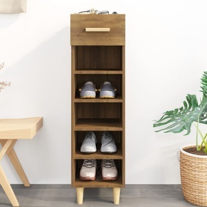 vidaXL, vidaXL Schuhschrank Braun Eichen-Optik 30x35x105 cm Holzwerkstoff, vidaXL Schuhschrank Braun Eichen-Optik 30x35x105 cm Holzwerkstoff