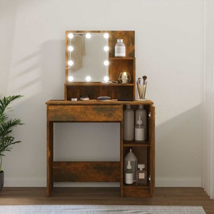vidaXL, vidaXL Schminktisch mit LED Räuchereiche 86,5x35x136 cm
