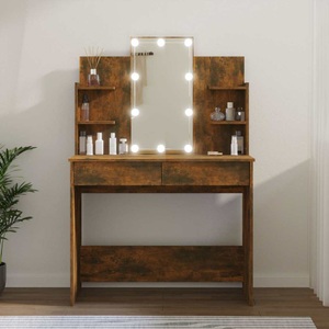 vidaXL, vidaXL Schminktisch mit LED Räuchereiche 96x40x142 cm