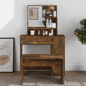 vidaXL, vidaXL Schminktisch mit Spiegel Räuchereiche 86,5x35x136 cm, vidaXL Schminktisch mit Spiegel Räuchereiche 86,5x35x136 cm