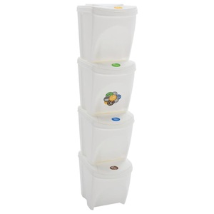 vidaXL, vidaXL Stapelbare Mülleimer 4 Stk. Weiß 100 L Polypropylen, 