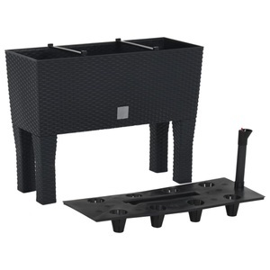 vidaXL, vidaXL Hochbeet Anthrazit 60x25x46 cm PP-Rattan, vidaXL Hochbeet Anthrazit 60x25x46 cm PP-Rattan
