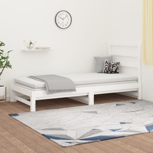 vidaXL, vidaXL Tagesbett Ausziehbar Weiß 2x(90x200) cm Massivholz Kiefer, vidaXL Tagesbett Ausziehbar Weiß 2x(90x200) cm Massivholz Kiefer