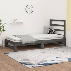 vidaXL, vidaXL Tagesbett Ausziehbar Grau 2x(90x190) cm Massivholz Kiefer, 