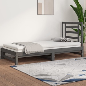 vidaXL, vidaXL Tagesbett Ausziehbar Grau 2x(90x200) cm Massivholz Kiefer