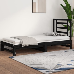 vidaXL, vidaXL Tagesbett Ausziehbar Schwarz 2x(90x200) cm Massivholz Kiefer