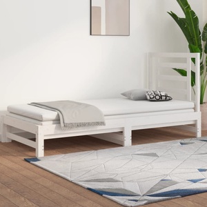 vidaXL, vidaXL Tagesbett Ausziehbar Weiß 2x(90x190) cm Massivholz Kiefer