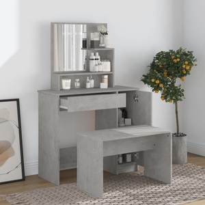 vidaXL, vidaXL Schminktisch-Set Betongrau 86,5x35x136 cm