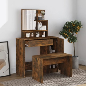vidaXL, vidaXL Schminktisch-Set Räuchereiche 86,5x35x136 cm
