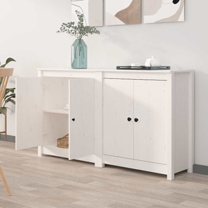 vidaXL, vidaXL Sideboards 2 Stk. Weiß 70x35x80 cm Massivholz Kiefer