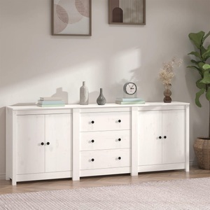 vidaXL, vidaXL Sideboard Weiß 210x35x80 cm Massivholz Kiefer