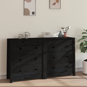 vidaXL, vidaXL Sideboard Schwarz 140x35x80 cm Massivholz Kiefer, 
