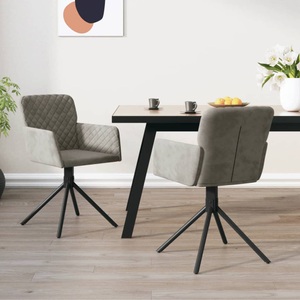 vidaXL, vidaXL Esszimmerstühle 2 Stk. Drehbar Hellgrau Samt, 