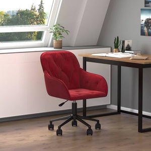 vidaXL, vidaXL Bürostuhl Drehbar Weinrot Samt, vidaXL Bürostuhl Drehbar Weinrot Samt