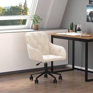 vidaXL, vidaXL Bürostuhl Drehbar Creme Samt, vidaXL Bürostuhl Drehbar Creme Samt