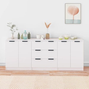 vidaXL, vidaXL 3-tlg. Sideboard Weiß Holzwerkstoff
