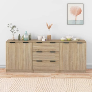 vidaXL, vidaXL 3-tlg. Sideboard Sonoma Eiche-Optik Holzwerkstoff