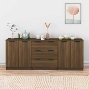 vidaXL, vidaXL 3-tlg. Sideboard Braun Eiche-Optik Holzwerkstoff